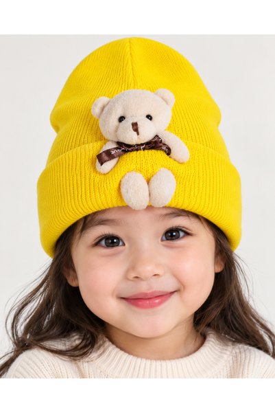 Nova Earth Art Children's Beanie with Teddy Bear Figure 5–9 Years Old