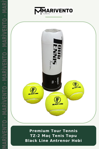 Marivento Premium Tour Tennis TZ-2 Maç Tenis Topu Black Line Antrenor Hobi
