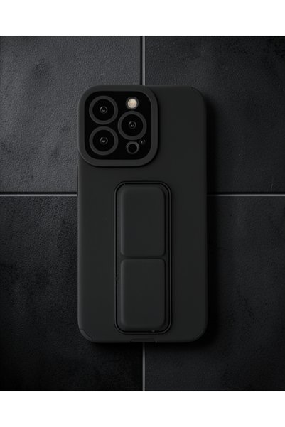 teknodayım Apple iPhone 13 Pro Max Case with Mega Stand Silicone - Black