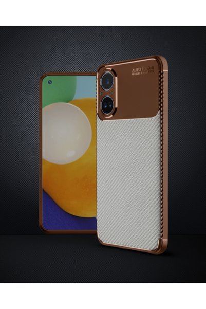teknodayım Realme 12 Lite Case Auto Focus Carbon Cover - Brown