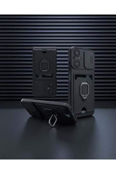 Generic Brand Xiaomi Poco M5 Case Zuma with Business Card Ring Silicone - Black