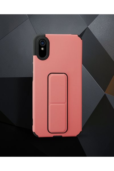 teknodayım Xiaomi Redmi 9A Case Mega Silicone with Stand - Powder