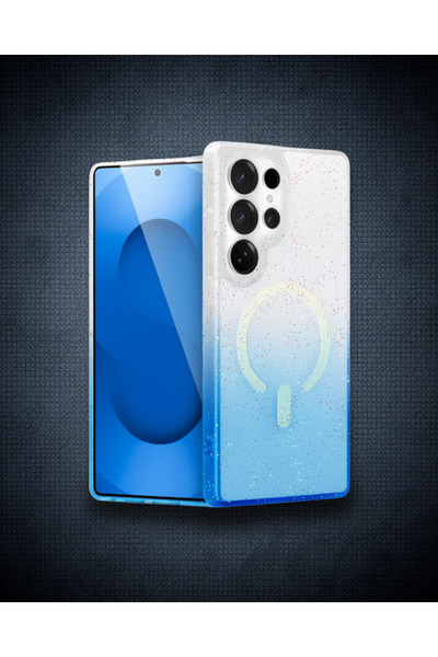 teknodayım Samsung Galaxy S24 Ultra Pummel Shiny Magsafe Cover - Blue