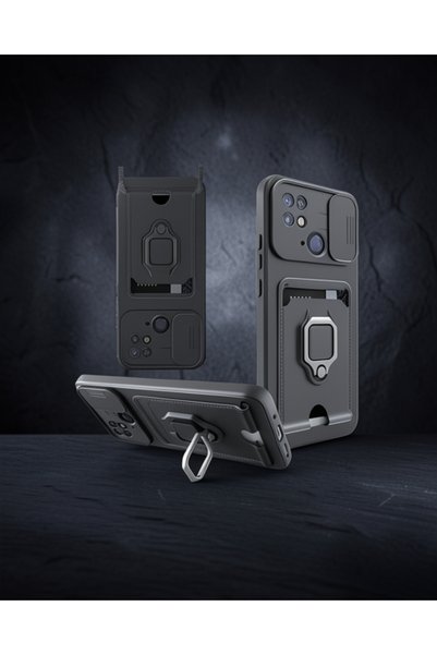 teknodayım Xiaomi redmi 10c case zuma business card ring silicone - black