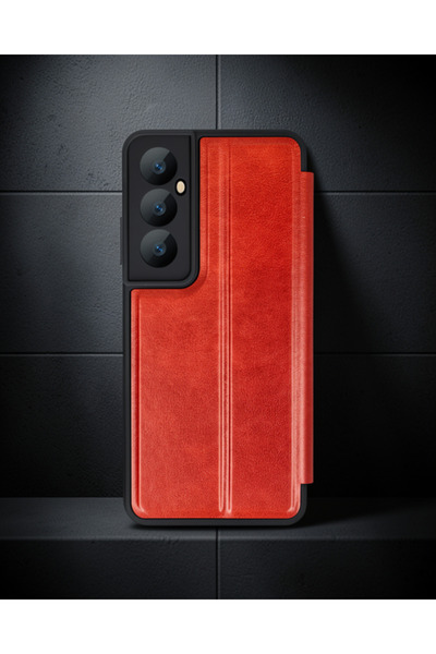 teknodayım Realme C65 Case Flip Cover - Red