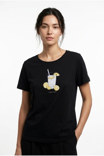 Neden Tekstil Women's Black Printed T-Shirt