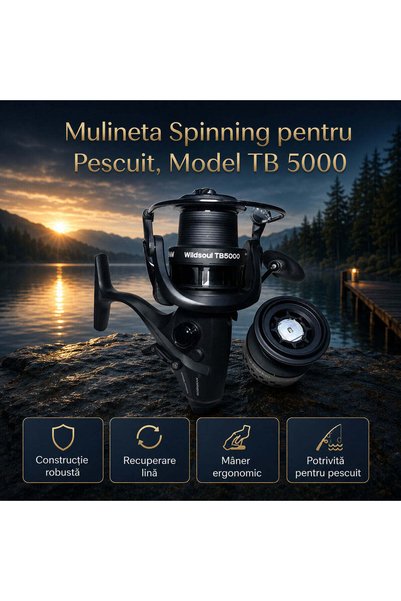 FOXMAG24 Спинингова риболовна макара, Модел TB 5000, Черна