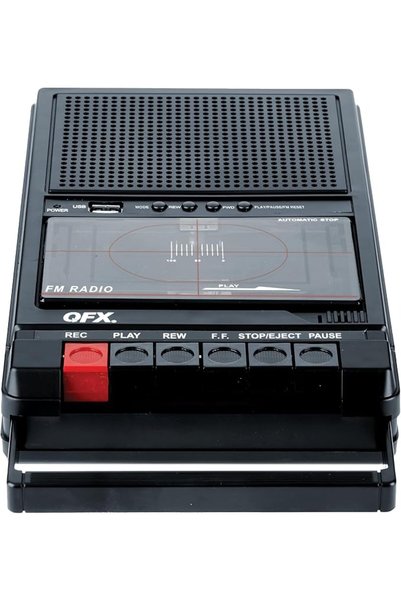 QFX جهاز تسجيل محمول RETRO-39 على شكل صندوق أحذية، جهاز تسجيل كاسيت تناظري مع...