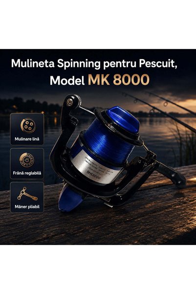 FOXMAG24 Μηχανισμός ψαρέματος spinning, Μοντέλο MK 8000, Μαύρο, Καινούργιο