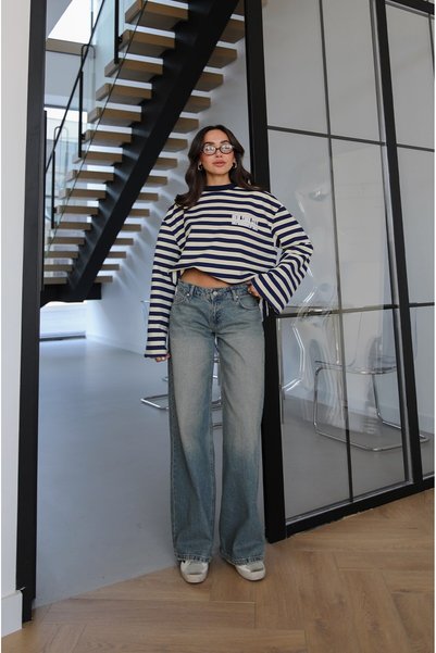 Havoş Blue Low-Waist Wide Leg Jeans