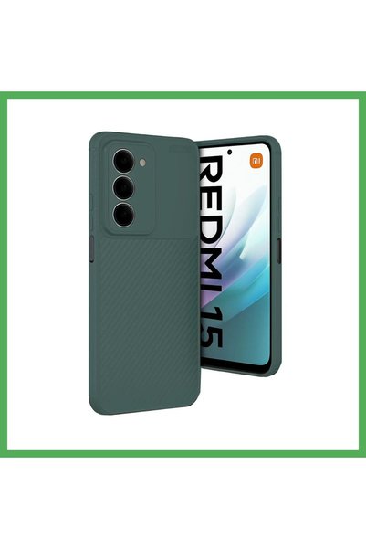 Nur store Çanta Redmi 15 4g Compatible Auto Focus Carbon Cover - Dark Green B...