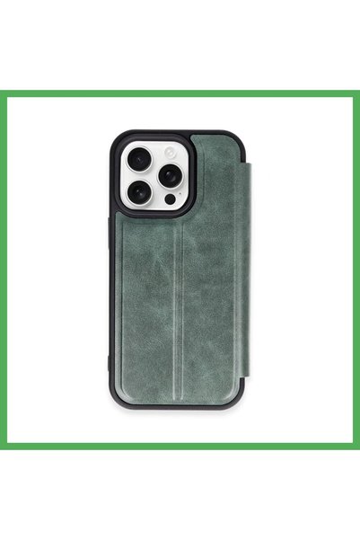 Nur store Çanta غطاء قابل للطي متوافق مع هاتف iPhone 14 Pro - أخضر داكن BEZOSS