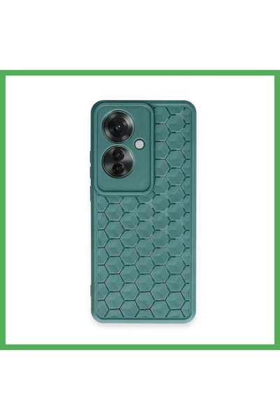 Generic Brand Reno 11F Compatible Case Honeycomb Silicone Cover - Dark Green ...