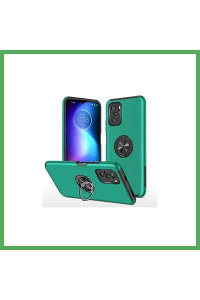Nur store Çanta غطاء متوافق مع هاتف Poco F3 مع حلقة Elite - أخضر BEZOSS