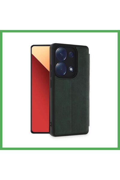 Nur store Çanta غطاء قلاب متوافق مع هاتف Redmi Note 13 Pro 4G - أخضر داكن BEZOSS