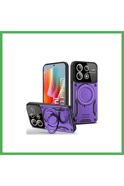 Nur store Çanta غطاء حماية متوافق مع هاتف Redmi Note 13 Pro 4G مع حامل عدسة J...
