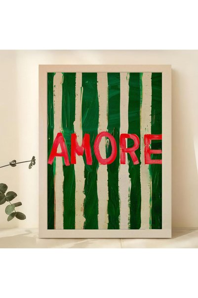 Generic Brand 1pc Vintage MidCentury Modern "Amore" Green Psychedelic Dopamin...