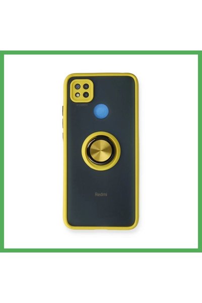 Nur store Çanta غطاء سيليكون متوافق مع هاتف Redmi 9C مع حلقة مونتريال - أصفر ...