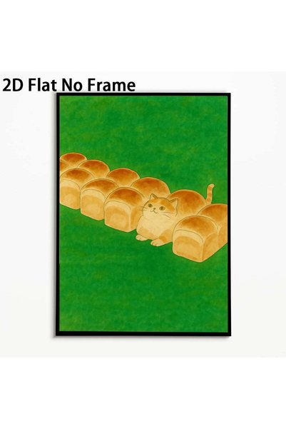 Generic Brand 1pc Cat Bread Canvas Wall Art Print, Watercolor Canvas Poster, ...
