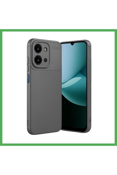 Nur store Çanta Redmi 15C 4g Compatible Auto Focus Carbon Cover - Gray Bezoss