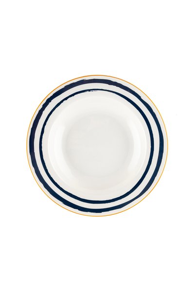 FLORINA Farfurie adâncă Hamptons 22 cm, porțelan albastru marin nautic