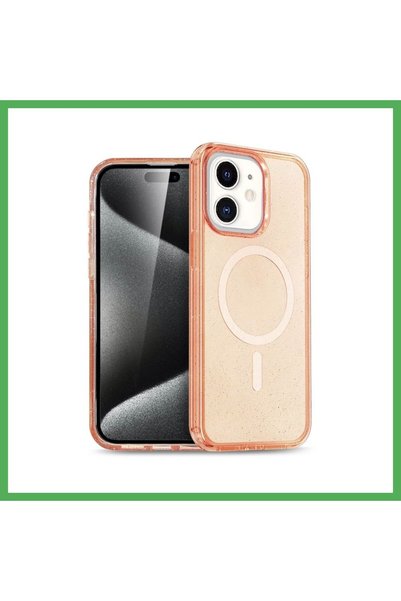 Nur store Çanta iPhone 12 Compatible Case Star Magsafe Cover - Orange Bezoss