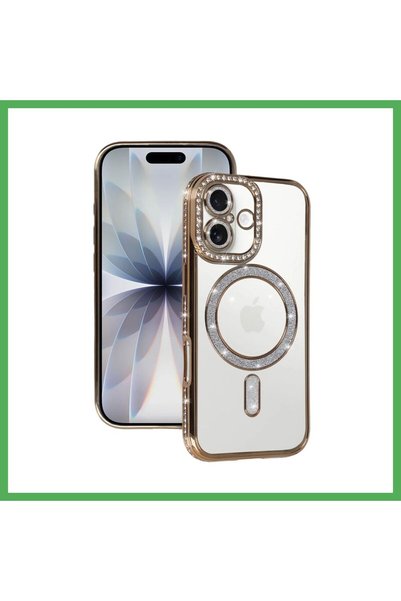 Nur store Çanta iPhone 17 Compatible Joke Simli Magneticsafe Case - Gold Bezoss
