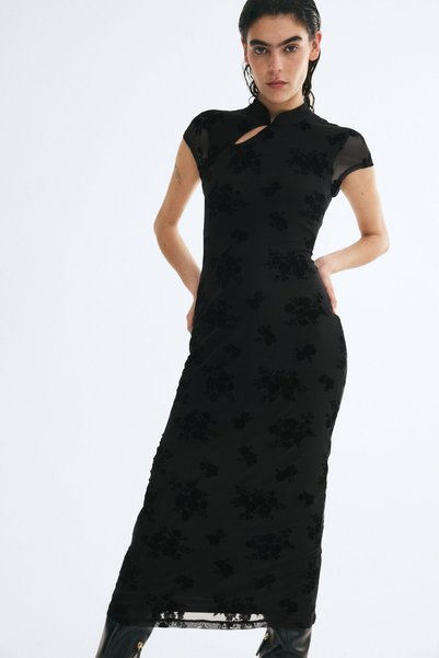 H&M Flok Desenli File Elbise