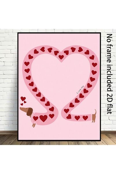 Generic Brand 1pc Vertical Pink Heart Red Hearts Dachshund Dogs Pet Lovers Th...