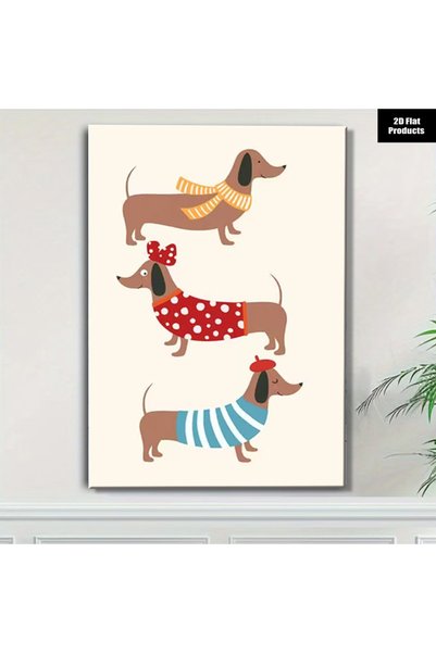 Generic Brand 1pc Adorable Sausage Dog Canvas Wall Art Print, Modern Minimali...