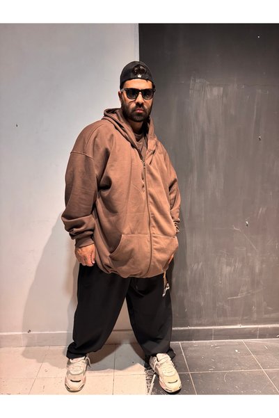 Bas Body FitnessWear Haină de iarnă groasă, de dimensiuni mari, maro, cu 3 fi...