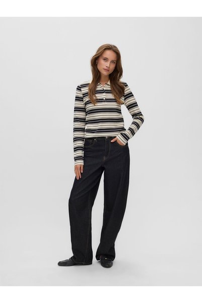 Vero Moda Baggy Fit Jeans VMSIRA Hohe Taille Weiter Beinschnitt Jeans