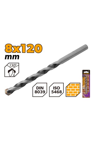TOLSEN Masonry Drill Bit Din8039 Tct Tip CP 8X120mm (0.31"x5")
