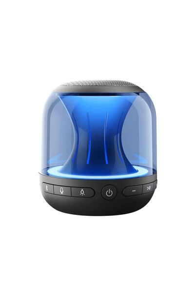 Bluejw مكبر صوت لاسلكي صغير شفاف مع إضاءة LED متعددة الألوان بزاوية 360 درجة ...