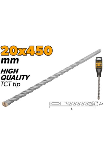 TOLSEN رؤوس مثقاب مطرقة SDS-Plus بطرف TCT وهيكل من سبائك الكروم 20×450 مم (0....