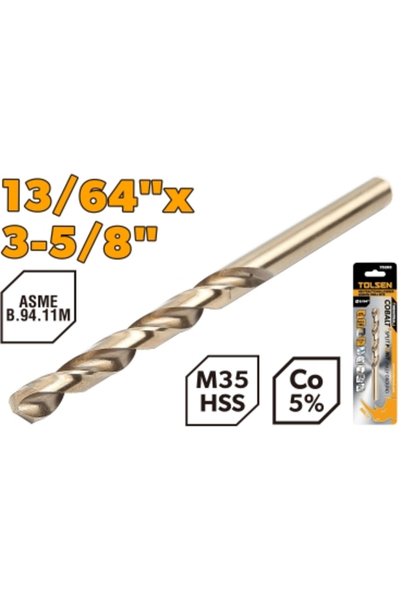 TOLSEN لقمة حفر HSS M35 مقاس 13/64 بوصة PK1