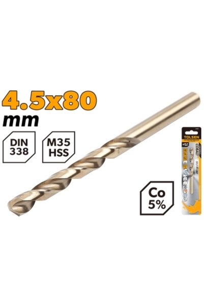 TOLSEN Drill Bit HSS M35 4.5MM (0.18") 1Pack