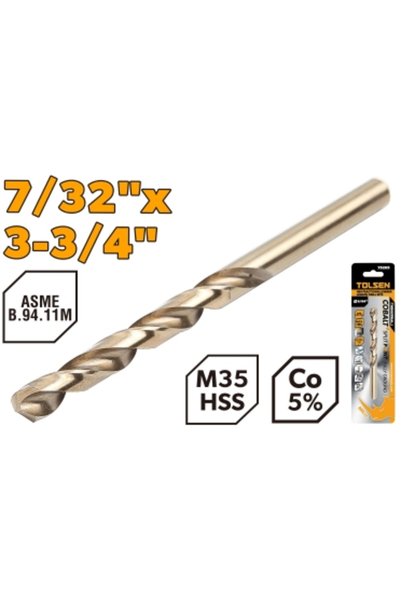 TOLSEN ريشة حفر HSS M35 مقاس 7/32 بوصة بي كيه 1