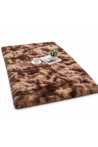Muvu Covor moale din blană, maro, 100 x 150 cm, cu fire pufoase de 30 mm
