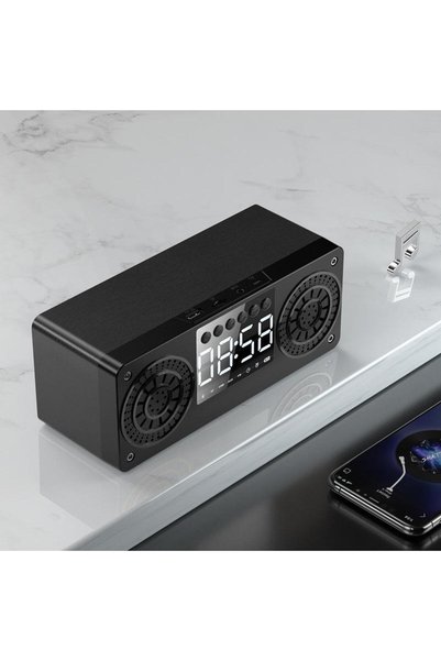 Bluejw مكبر صوت خشبي محمول A10 مع بلوتوث 5.0 وساعة منبه وشاشة LED، سماعات ستي...