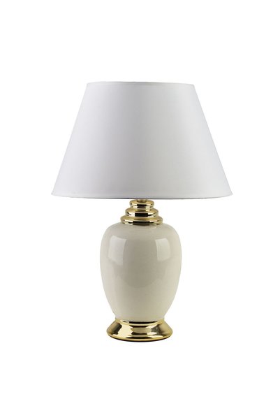 MONDEX Lampă de masă LETI Crem, Alb și Auriu, Ceramică 15x15x49.5 cm
