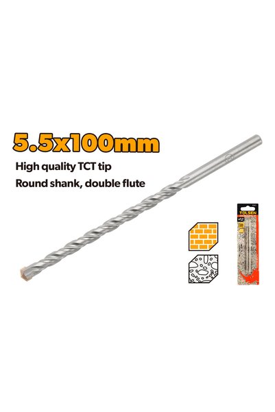 TOLSEN Concrete Drill Bit Tct Tip Chrome Alloy Body Sand Blasting 5.5X93mm (0...