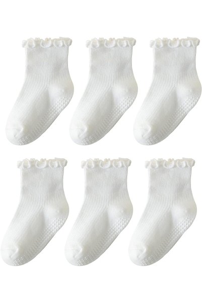 Generic Toddler Socks Ruffle for Girls Baby Grip Socks Non Slip Cute Frill