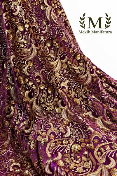 MEKİK MANİFATURA Sequin Embroidered Velvet Fabric (Velvet)