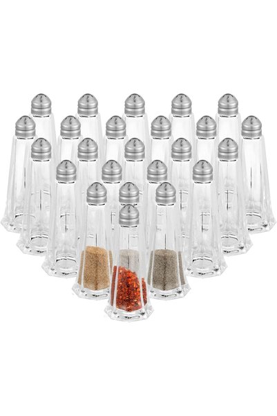 Generic Set of 24 Tower Glass Salt and Pepper Shakers Bulk 40ml Small Tower S...