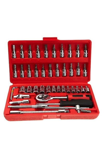Gambino Chei tubulare Set 46 de Piese, Trusa Scule de Reparatii Auto, Prelung...