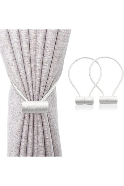 Generic Curtain Tiebacks Clips, 4Pcs White Magnetic Drapery Holdbacks, Decora...