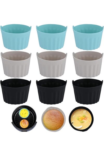 Generic 9 قطع من أكواب الخبز لمقلاة الهواء، قوالب تارت البيض، أكواب خبز سيليك...