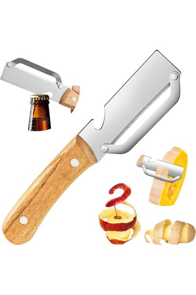 Generic Zero Snag Wooden Peeler, 2-in-1 Multifunctional Stainless Steel Veget...