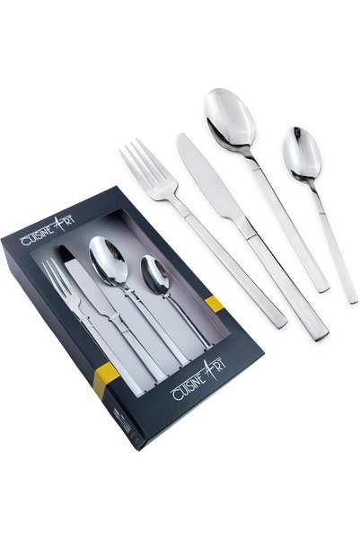 Generic JAMIE 16 Pcs Stainless Steel Cutlery Set, Silver | Polished Flatware ...